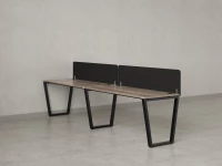 Бенч-система в 1 ряд, 2 рабочих места 2 тканевых экранов 2000x600x750 RM174-3-20x6 Дуб Маувелла/Черный