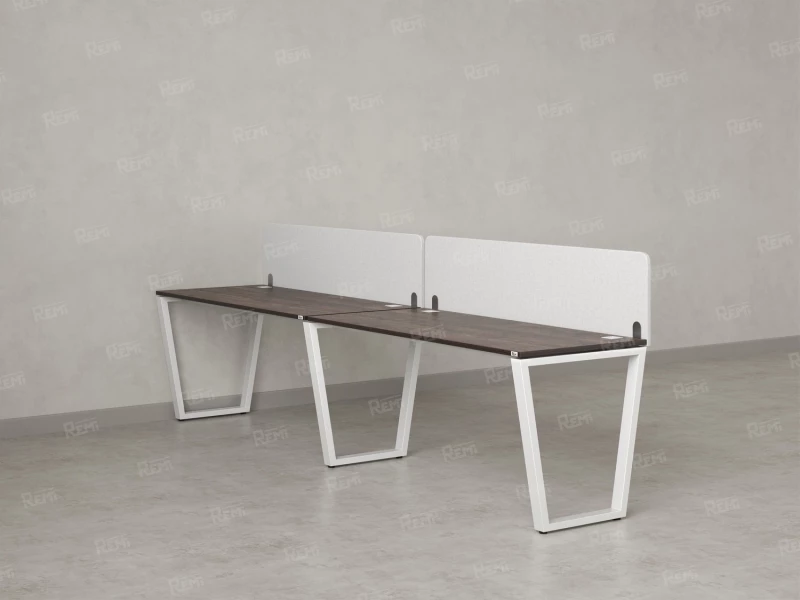 Бенч-система в 1 ряд, 2 рабочих места 2 тканевых экранов 2700x700x750 RM174-3-27x7 Дуб Апрельский шоколад/Белый