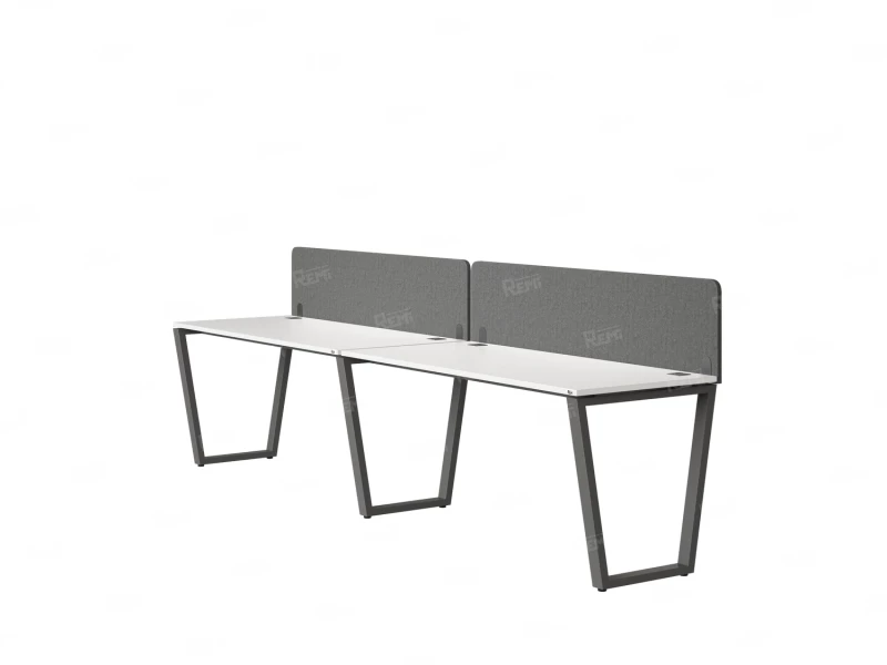 Бенч-система в 1 ряд, 2 рабочих места 2 тканевых экранов 3600x800x750 RM174-3-36x8 Белый/Серый