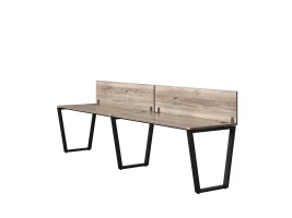 Бенч-система в 1 ряд, 2 рабочих места 2 ЛДСП экранов 2400x800x750 RM174-4-24x8 Дуб Маувелла/Черный