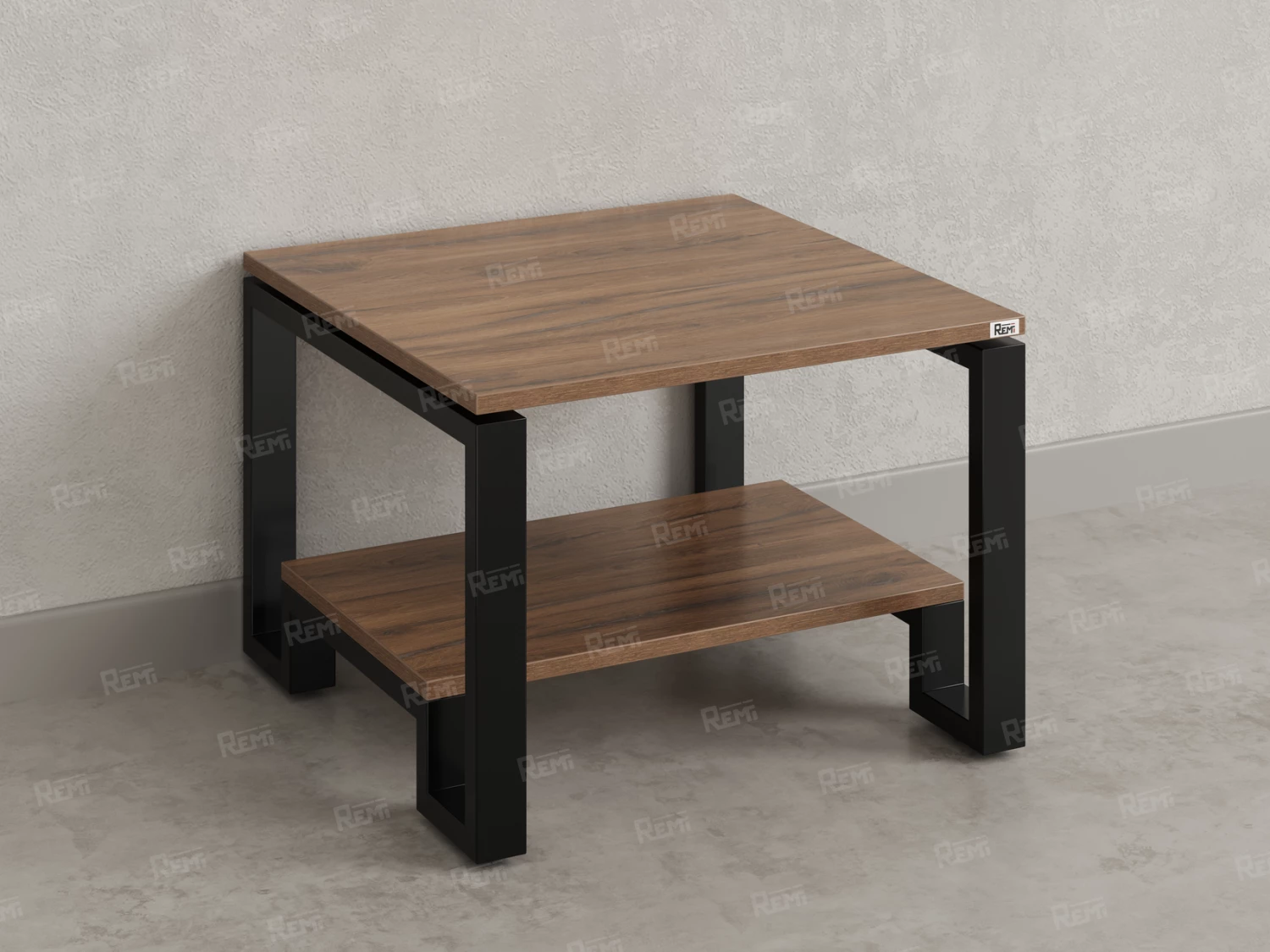 Журнальный стол с полкой 600x600x550 RM181-6x6 Дуб Юстус/Черный