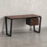 Стол прямой с подвесной тумбой 2 ящика, U-опора 2000x600x750 RM035-20x6 Дуб Апрельский шоколад/Черный