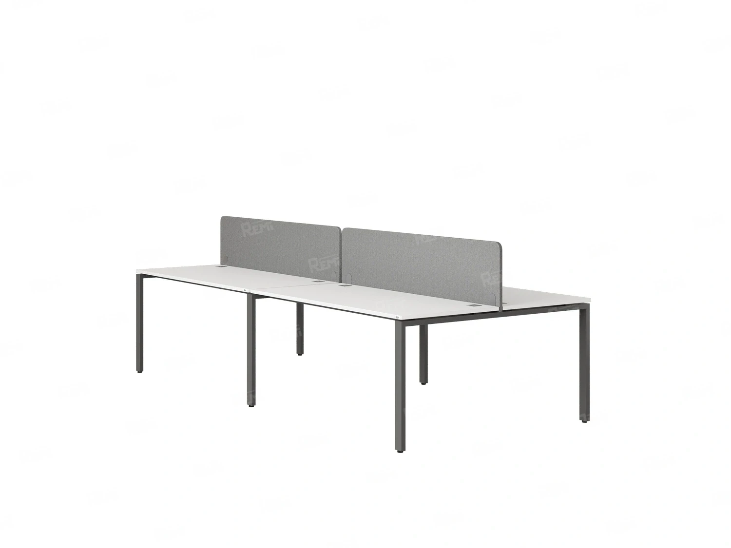 Бенч-система, 4 рабочих места, на П-образных опорах, 2 тканевых экранов 3600x1600x750 RM166-3-18x16 Белый/Серый