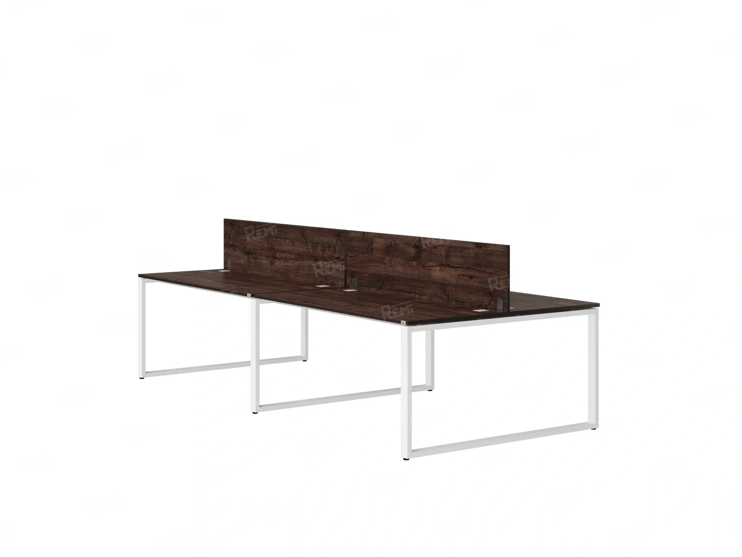 Бенч-система, 4 рабочих места, на О-образных опорах, 2 ЛДСП экранов 2000x1600x750 RM170-4-10x16 Дуб Апрельский шоколад/Белый