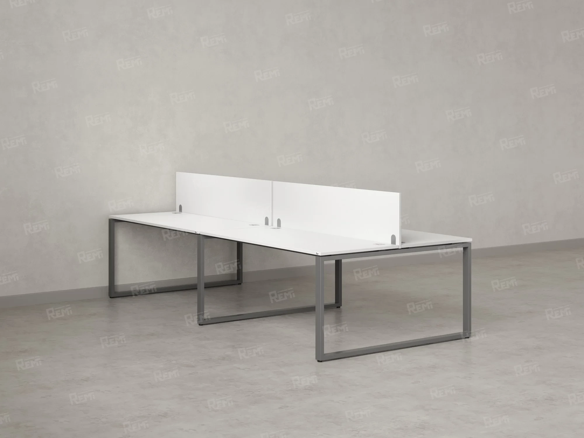 Бенч-система, 4 рабочих места, на О-образных опорах, 2 ЛДСП экранов 3200x1200x750 RM170-4-16x12 Белый/Серый