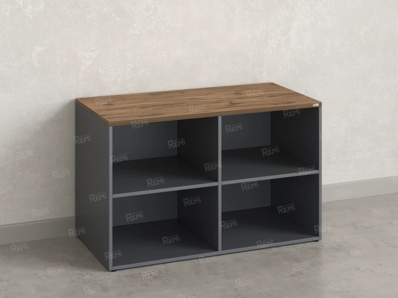 Стеллаж низкий, 4 ячейки 1200х600х750 RM146-12x6 Дуб Юстус/Серый