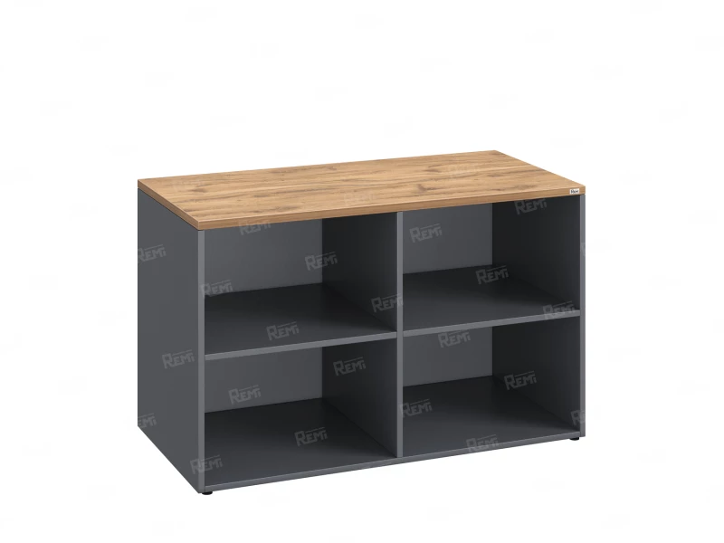Стеллаж низкий, 4 ячейки 1200х600х750 RM146-12x6 Дуб Юстус/Серый