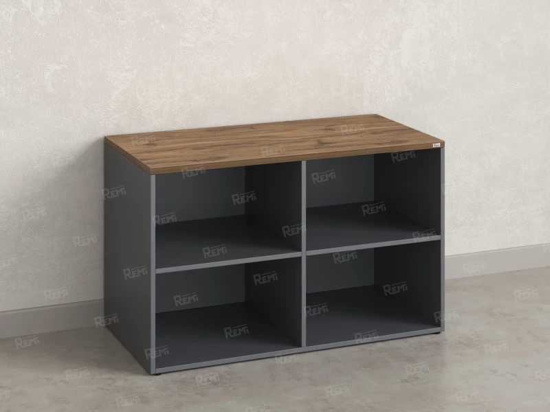 Стеллаж низкий, 4 ячейки 1200х600х750 RM146-12x6 Дуб Юстус/Серый