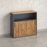 Низкий шкаф-купе, 2 полки с надстройкой, на регулируемых опорах 1200x420x1100 RM127-120x42 Дуб Юстус/Серый