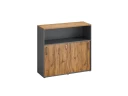 Низкий шкаф-купе, 2 полки с надстройкой, на регулируемых опорах 1200x420x1100 RM127-120x42 Дуб Юстус/Серый