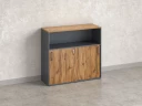 Низкий шкаф-купе, 2 полки с надстройкой, на регулируемых опорах 1200x420x1100 RM127-120x42 Дуб Юстус/Серый