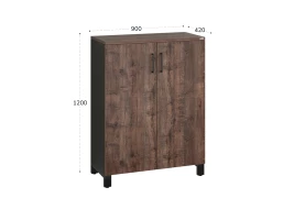 Шкаф распашной, 3 уровня 900x420x1200 RM149-90x42 Дуб Апрельский шоколад/Черный