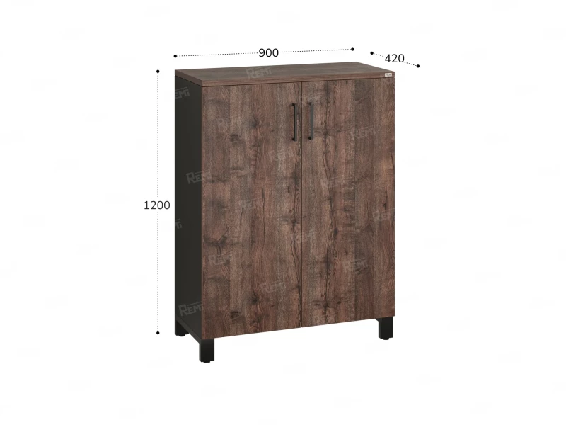 Шкаф распашной, 3 уровня 900x420x1200 RM149-90x42 Дуб Апрельский шоколад/Черный