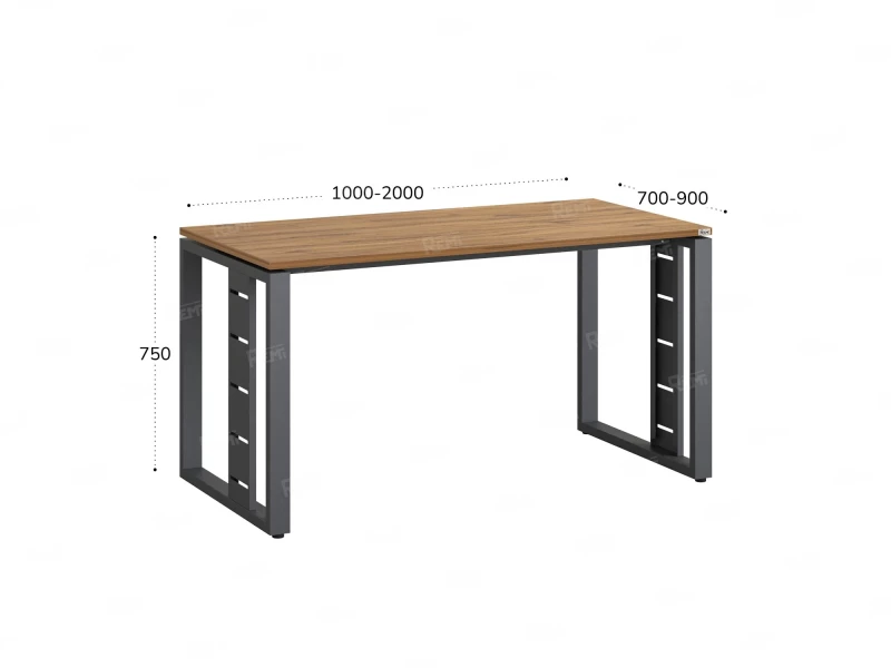 Стол прямой на О-образных опорах 1200x800x750 RM040-12x8 Юстус/Серый