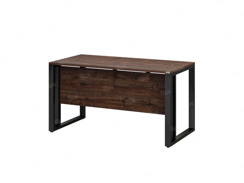 Стол прямой на О-образных опорах с экраном ЛДСП 1000x700x750 RM041-10x7 Дуб Апрельский шоколад/Черный