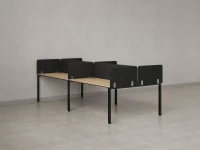 Бенч-система, 4 рабочих места, на П-образных опорах, 8 тканевых экранов 2000x1600x750 RM166-1-10x16 Вяз Швейцарский светлый/Черный