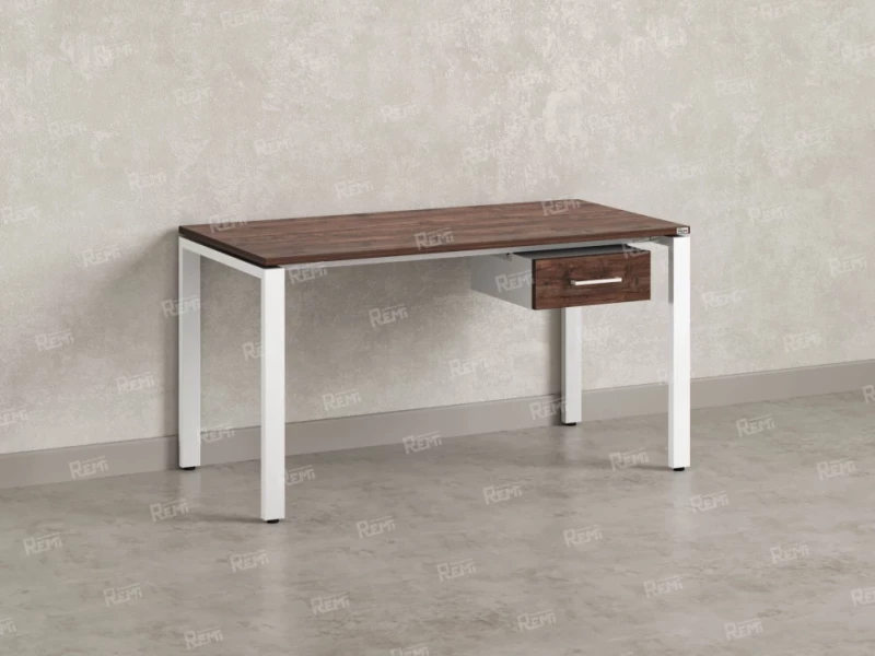 Стол прямой с подвесной тумбой, П-опора 1800x700x750 RM038-18x7 Дуб Апрельский шоколад/Белый