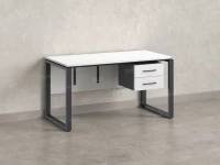 Стол прямой, подвесная тумба, ЛДСП экран, О-опора 1800x800x750 RM033-18x8 Белый/Серый
