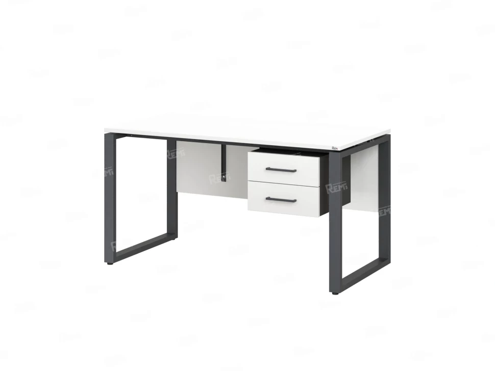 Стол прямой, подвесная тумба, ЛДСП экран, О-опора 1800x800x750 RM033-18x8 Белый/Серый