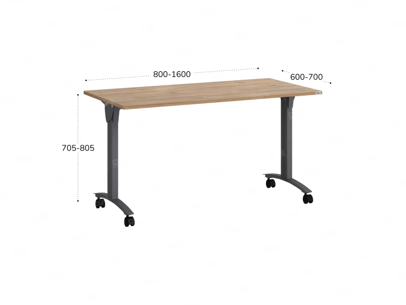 Стол складной, мобильный 1200x700x750 RM011-12x7 Дуб Юстус/Серый