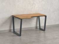 Стол угловой, U-опора, левый 1600x700/900x750, RM051-16x7-9 Дуб Юстус/Серый