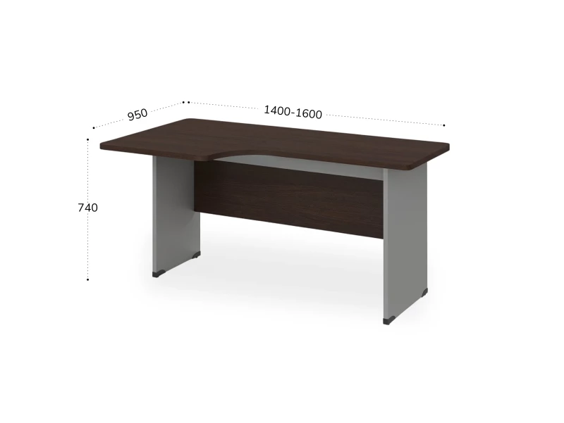 BRL RB085-160х95L Угловое рабочее место левое 1600х950х740 Венге/Серый вулкан-кий