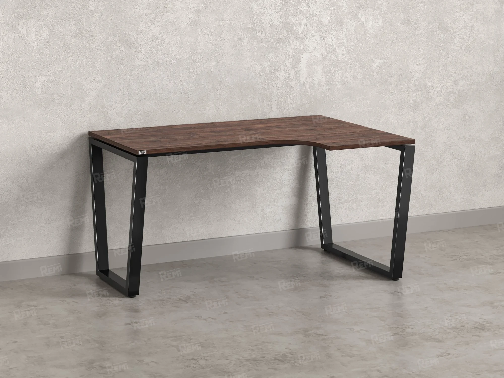 Стол угловой, U-опора, правый 1400x600/900x750, RM050-14x6-9 Дуб Апрельский шоколад/Черный