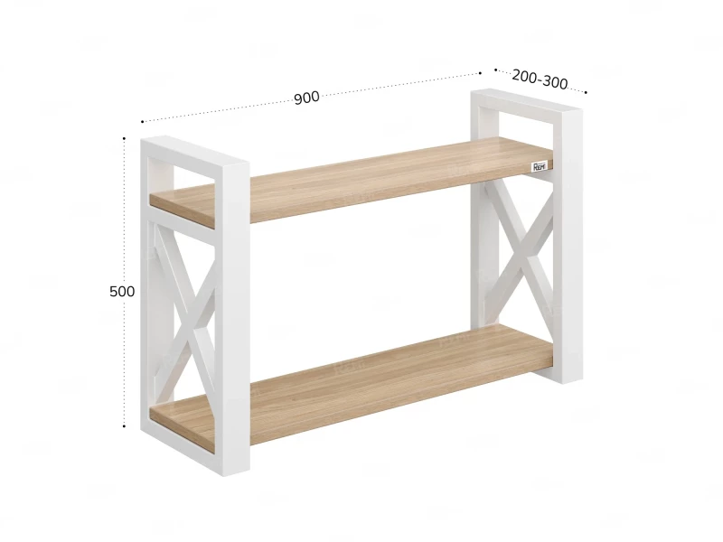 Полка настенная 900x300x500 RM196-90x30 Вяз Швейцарский светлый/Белый