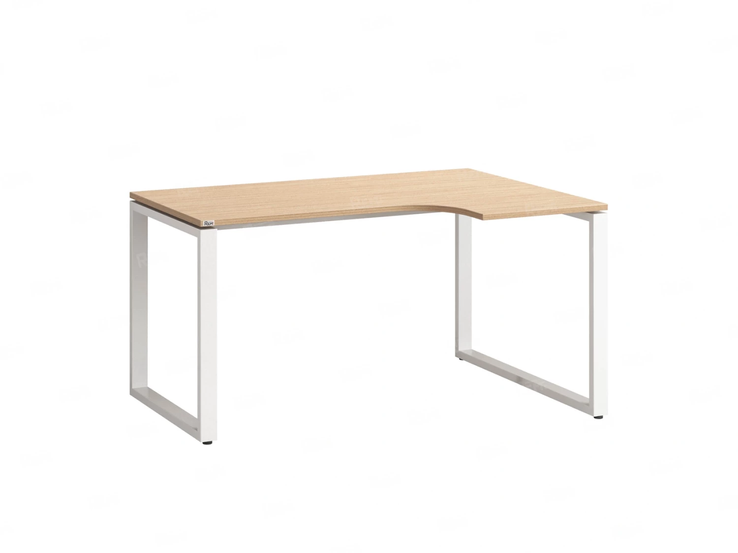 Стол угловой, О-опора, правый 1400x900/1200x750, RM054-14x9-12 Вяз Швейцарский светлый/Белый