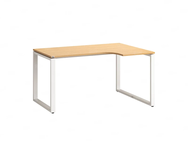 Стол угловой, О-опора, правый 1400x900/1200x750, RM054-14x9-12 Вяз Швейцарский светлый/Белый