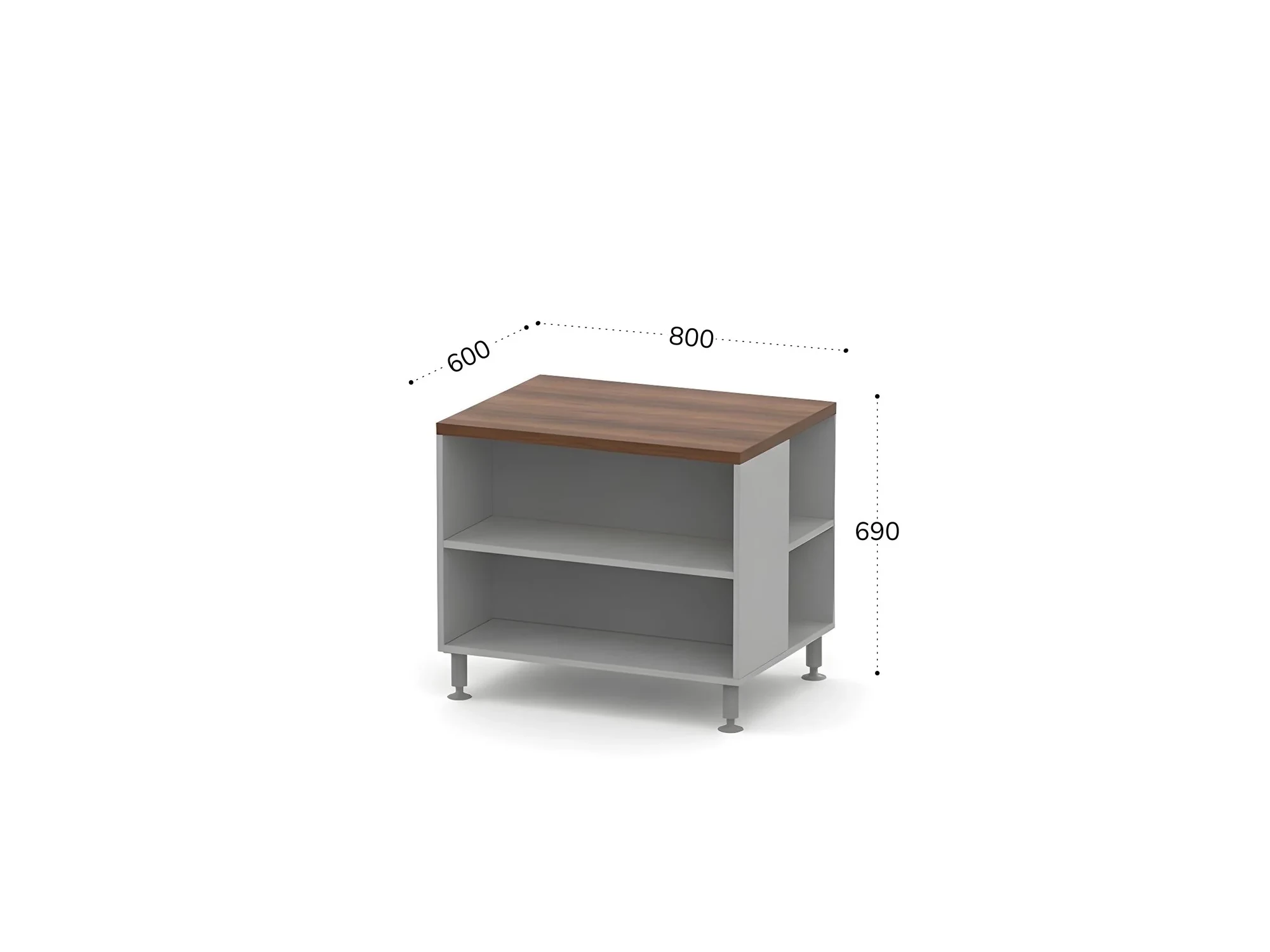BRL RB014-80х60 Тумба для копира на цокольных опорах 800х600х690 Орех Вармия/Серый вулкан-кий