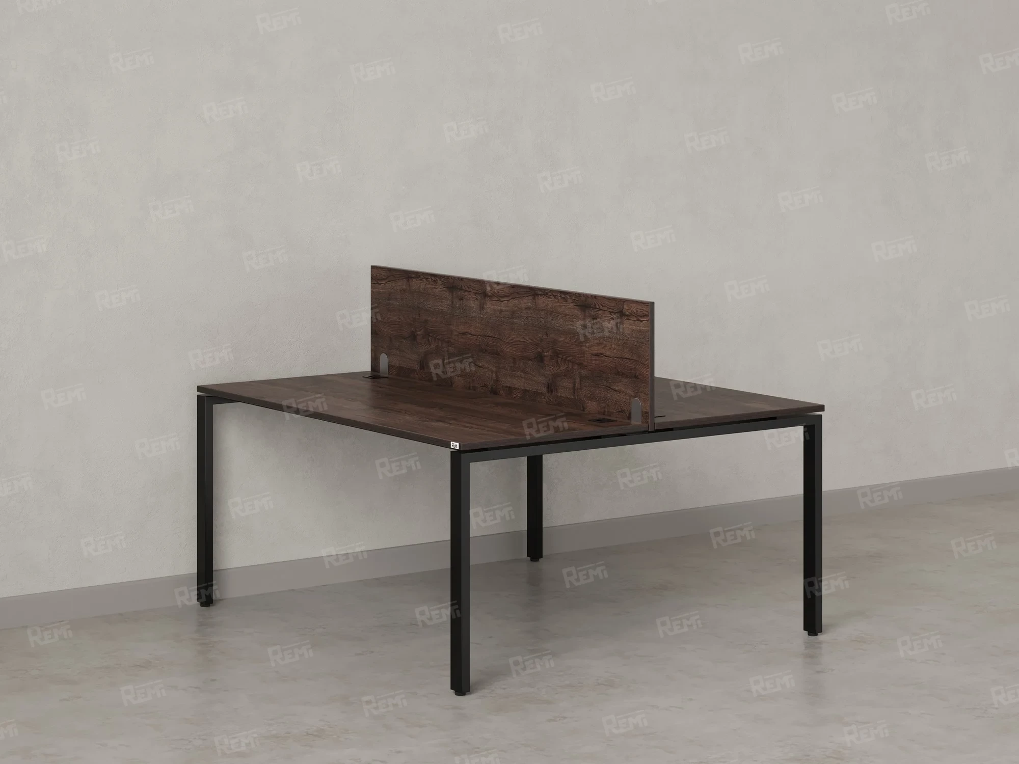 Бенч-система, 2 рабочих места, с одним экраном ЛДСП 1800x1400x750 RM165-2-18x14 Дуб Апрельский шоколад/Черный