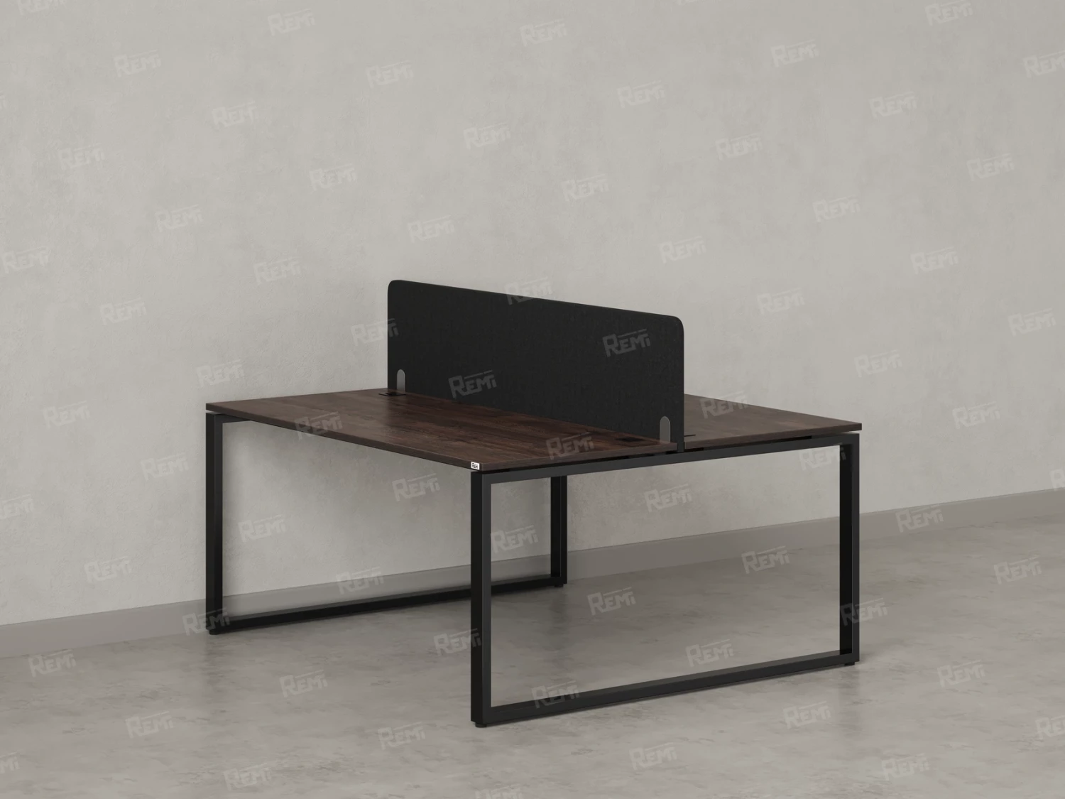 Бенч-система, 2 рабочих места, с одним тканевым экраном 1200x1200x750 RM169-1-12x12 Дуб Апрельский шоколад/Черный