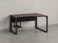 Стол угловой, экран металл, О-опора, правый 1800x600/900x750, RM057-18x6-9 Дуб Апрельский шоколад/Черный