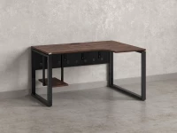 Стол угловой, экран металл, О-опора, правый 1800x600/900x750, RM057-18x6-9 Дуб Апрельский шоколад/Черный