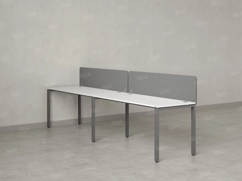 Бенч-система в 1 ряд, 2 рабочих места 2 тканевых экранов 3600x800x750 RM167-3-36x8 Белый/Серый