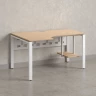 Стол угловой, экран металл, П-опора, левый 1400x900/1200x750, RM059-14x9-12 Вяз Швейцарский светлый/Белый