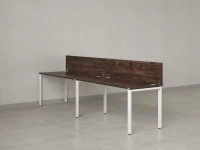 Бенч-система в 1 ряд, 2 рабочих места 2 ЛДСП экранов 3600x600x750 RM167-4-36x6 Дуб Апрельский шоколад/Белый