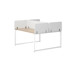 Бенч-система, 2 рабочих места, 5 тканевых экранов 1000x1200x750 RM169-3-10x12 Вяз Швейцарский светлый/Белый