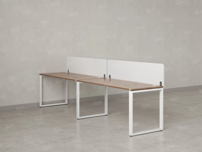 Бенч-система в 1 ряд, 2 рабочих места 2 тканевых экранов 2000x600x750 RM168-3-20x6 Дуб Юстус/Белый