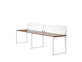 Бенч-система в 1 ряд, 2 рабочих места 2 тканевых экранов 2000x600x750 RM168-3-20x6 Дуб Юстус/Белый