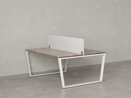 Бенч-система, 2 рабочих места, с одним тканевым экраном 1200x1200x750 RM172-1-12x12 Дуб Маувелла/Белый