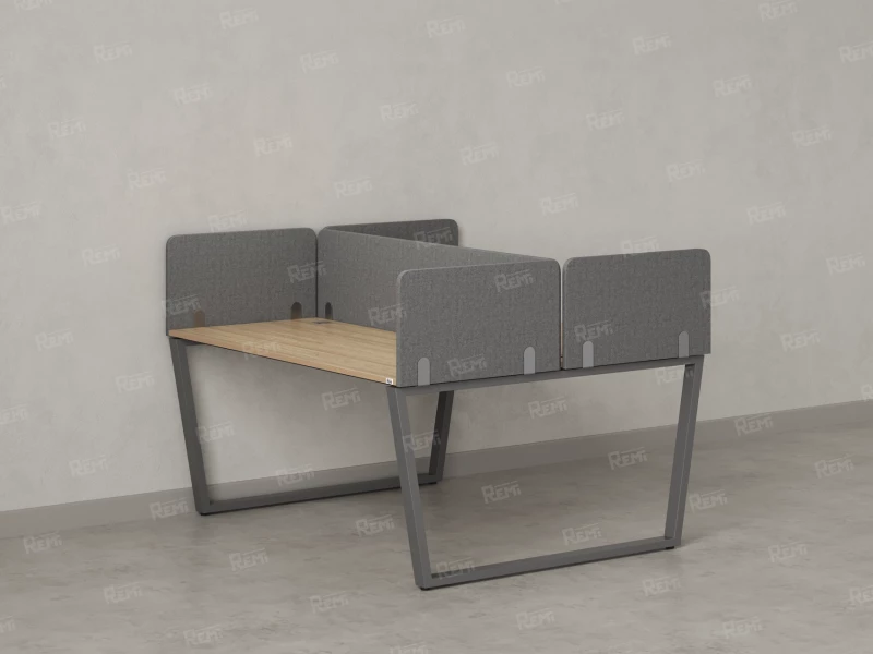 Бенч-система, 2 рабочих места, 5 тканевых экранов 1000x1200x750 RM172-3-10x12 Вяз Швейцарский светлый/Серый