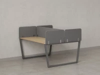 Бенч-система, 2 рабочих места, 5 тканевых экранов 1000x1200x750 RM172-3-10x12 Вяз Швейцарский светлый/Серый