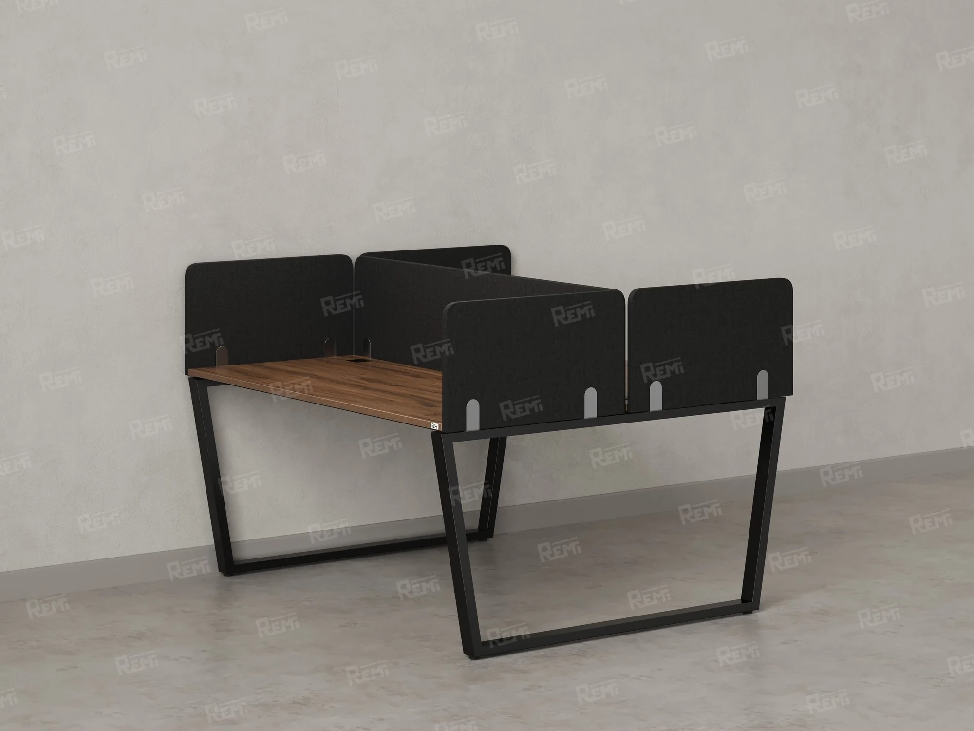 Бенч-система, 2 рабочих места, 5 тканевых экранов 1400x1200x750 RM172-3-14x12 Дуб Юстус/Черный