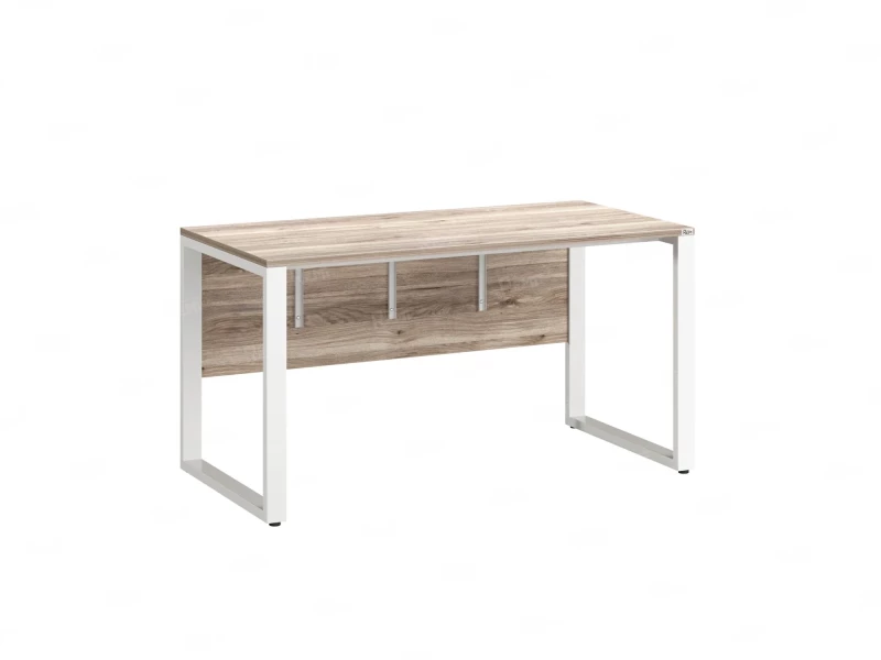 Стол прямой на О-образных опорах, экран ЛДСП 1600x600x750 RM006-16x6 Дуб Маувелла/Белый