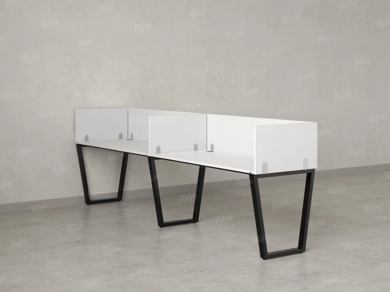 Бенч-система в 1 ряд, 2 рабочих места 5 ЛДСП экранов 3200x600x750 RM174-2-32x6 Белый/Черный