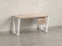 Стол прямой с подвесной тумбой 2 ящика, U-опора 2000x600x750 RM035-20x6 Дуб Маувелла/Белый