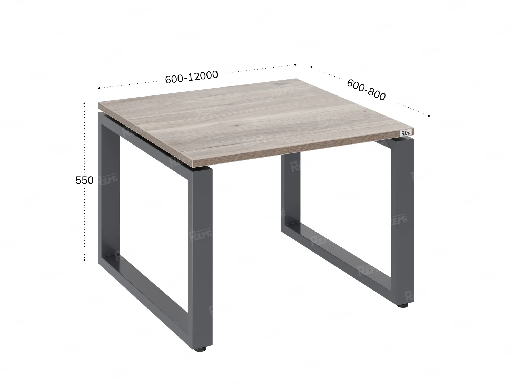 Журнальный стол с полкой 600x800x550 RM182-6x8 Дуб Маувелла/Серый