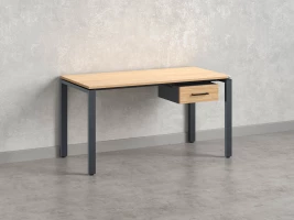 Стол прямой с подвесной тумбой, П-опора 1600x600x750 RM038-16x6 Вяз Швейцарский светлый/Серый
